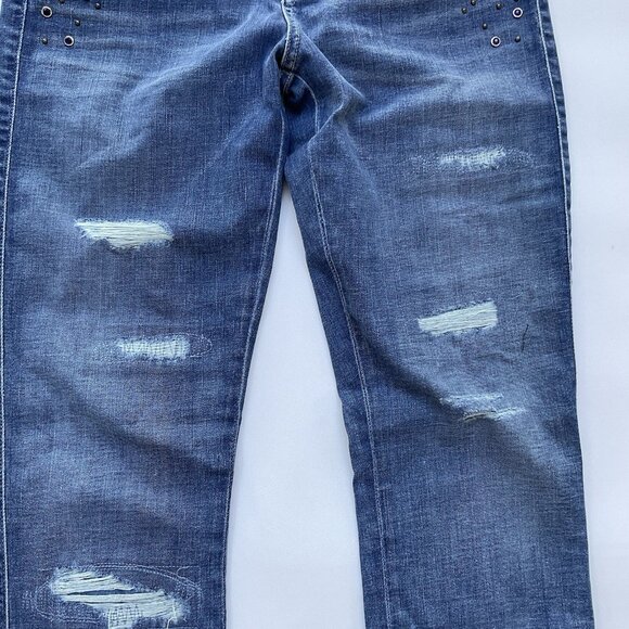 Guess Women’s Brittney Skinny Ankle Jeans Studded Distressed Blue Denim Size 28 - Picture 5 of 16